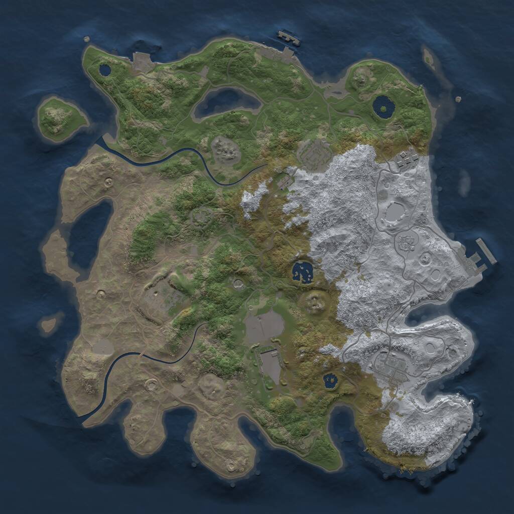 Rust Map: Procedural Map, Size: 3500, Seed: 2124597, 12 Monuments