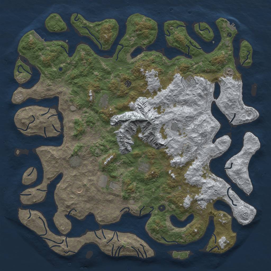 Rust Map: Procedural Map, Size: 6000, Seed: 50510, 20 Monuments