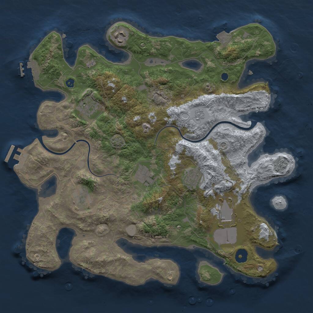 Rust Map: Procedural Map, Size: 3500, Seed: 5246133, 13 Monuments