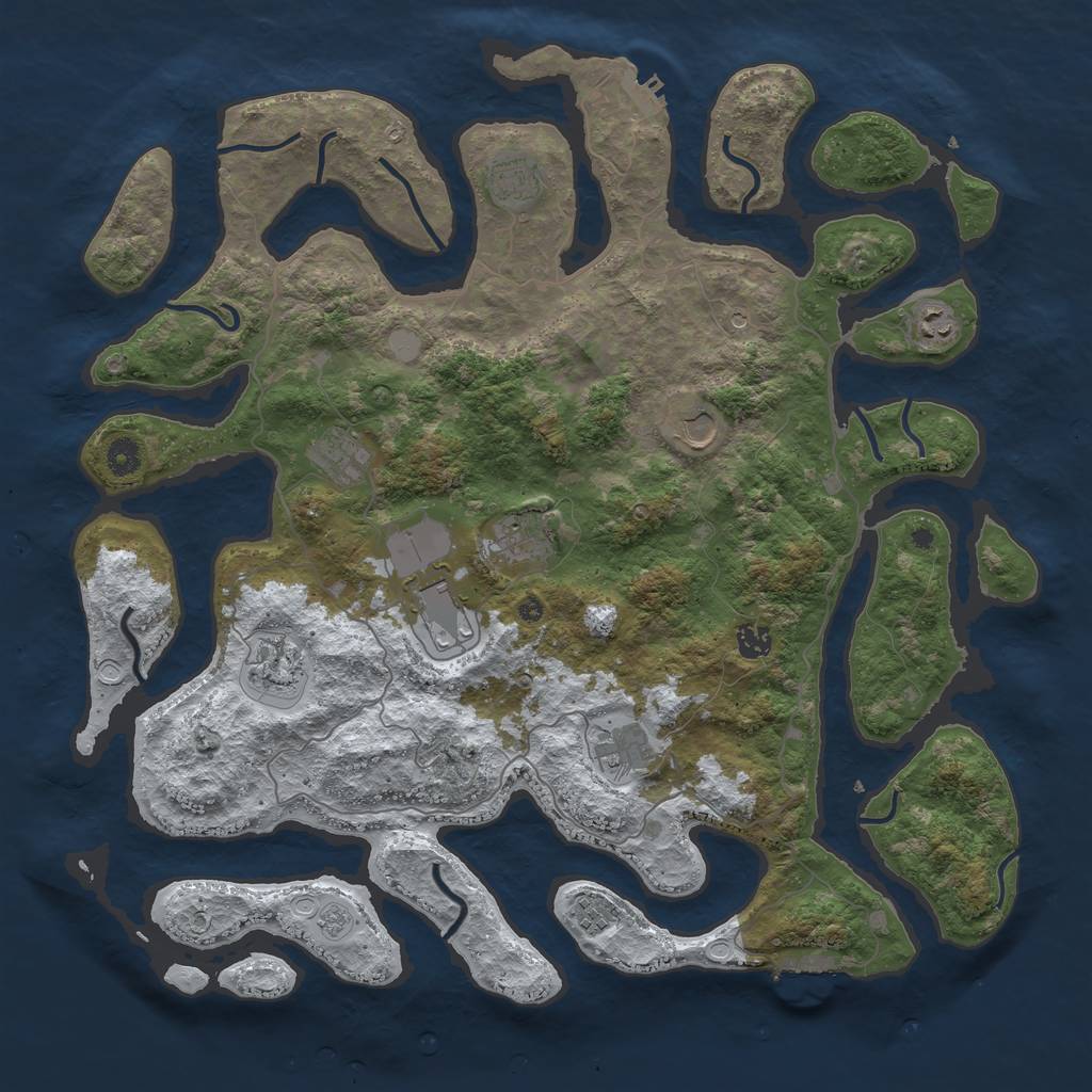 Rust Map: Procedural Map, Size: 4500, Seed: 4335793, 19 Monuments