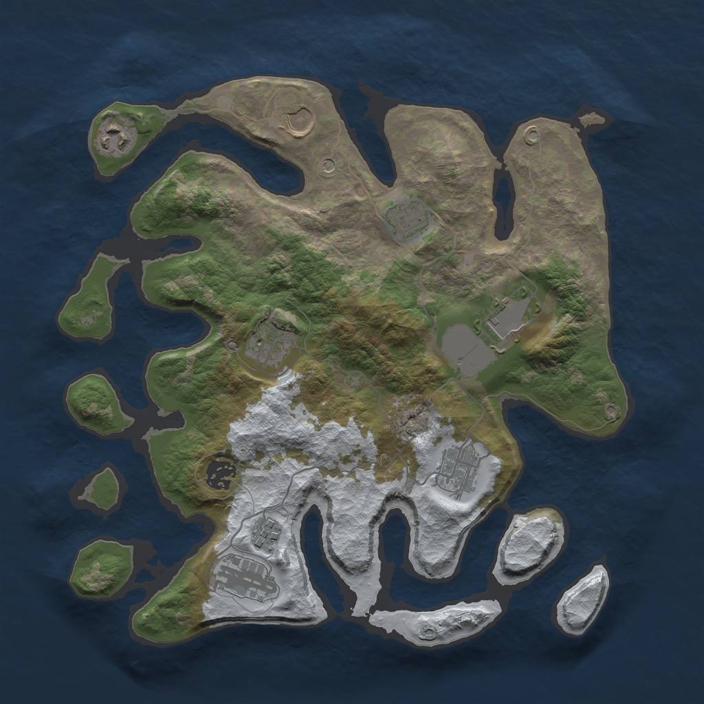 Rust Map: Barren, Size: 3500, Seed: 2172346, 12 Monuments
