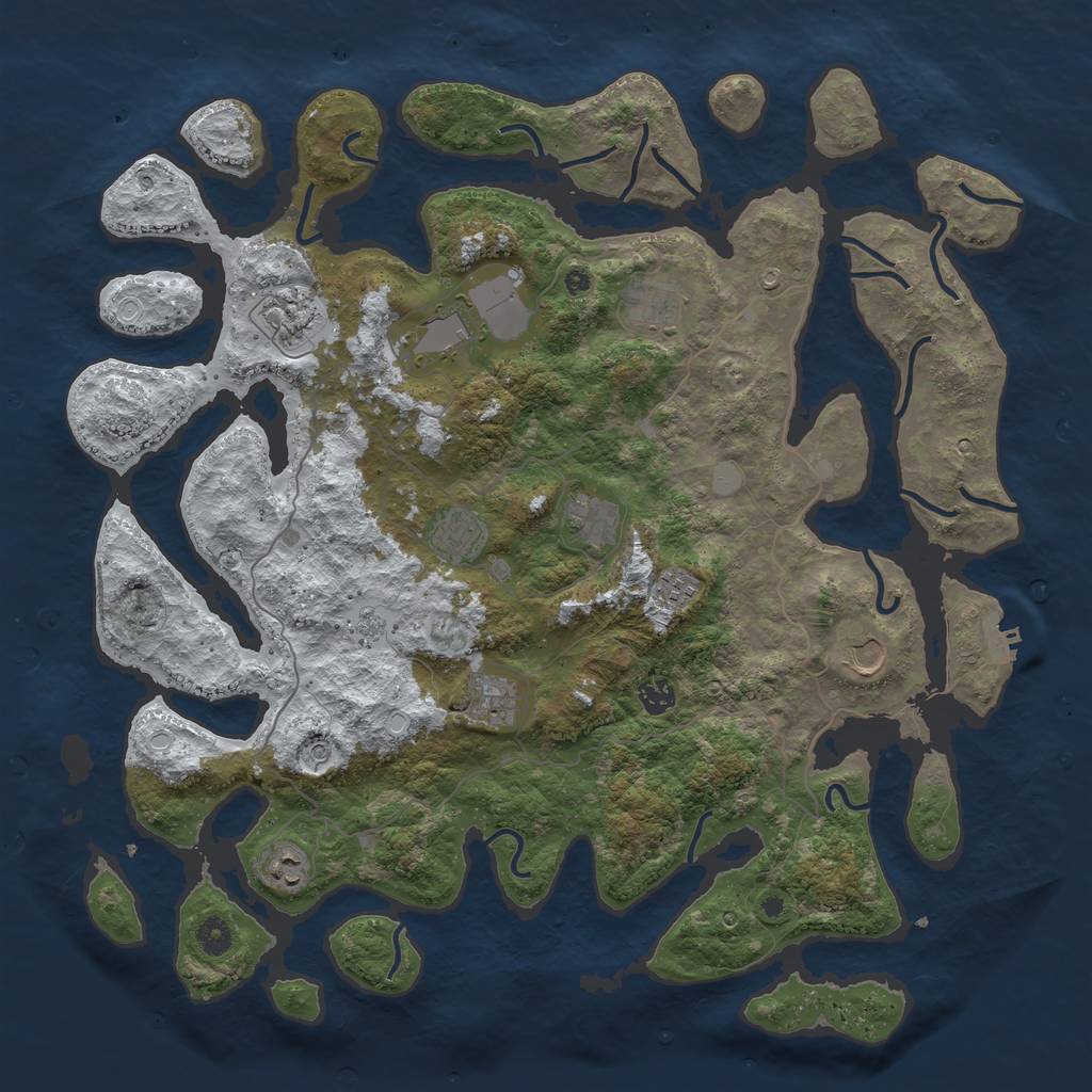 Rust Map: Procedural Map, Size: 4500, Seed: 3895143, 18 Monuments
