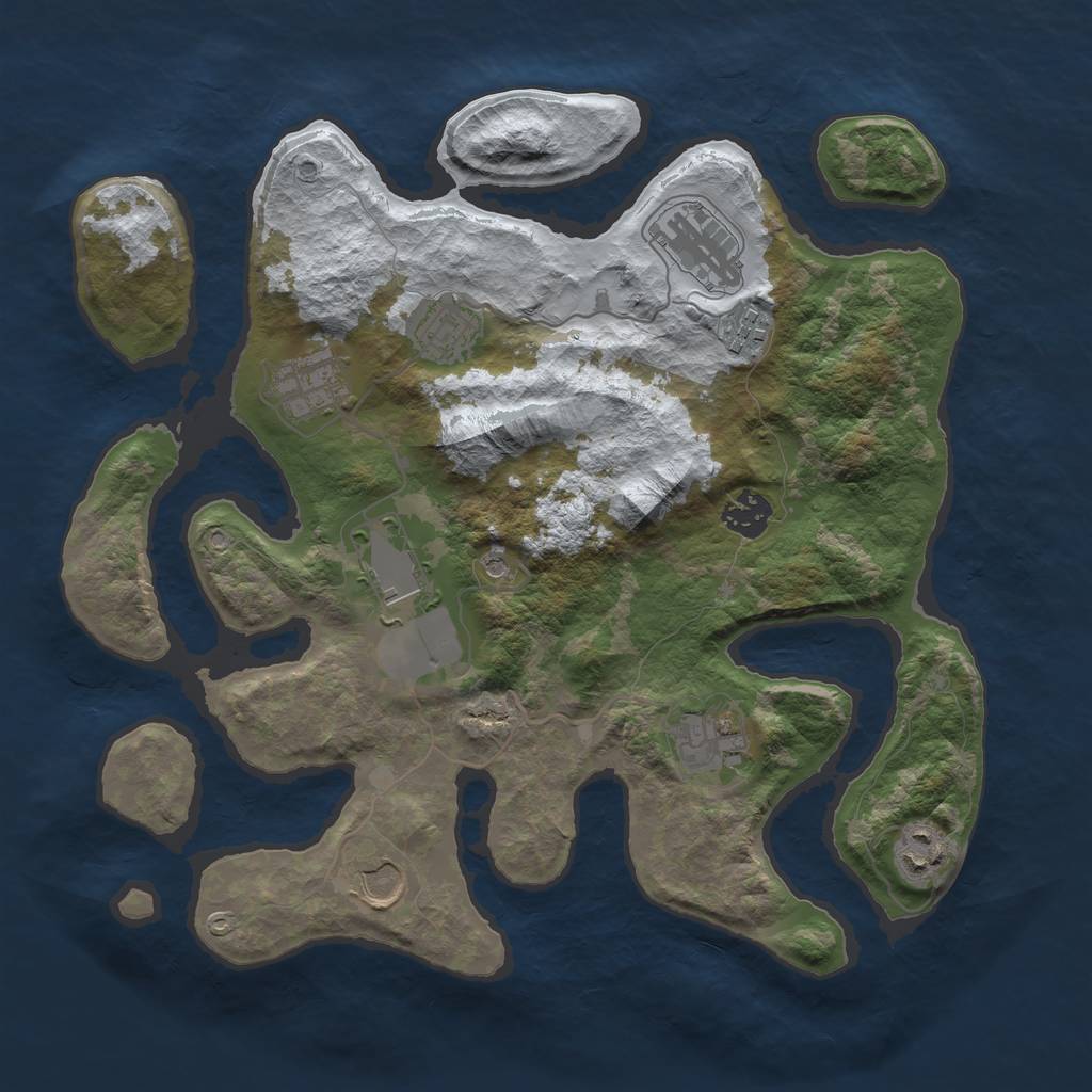 Rust Map: Barren, Size: 3500, Seed: 5988618, 12 Monuments
