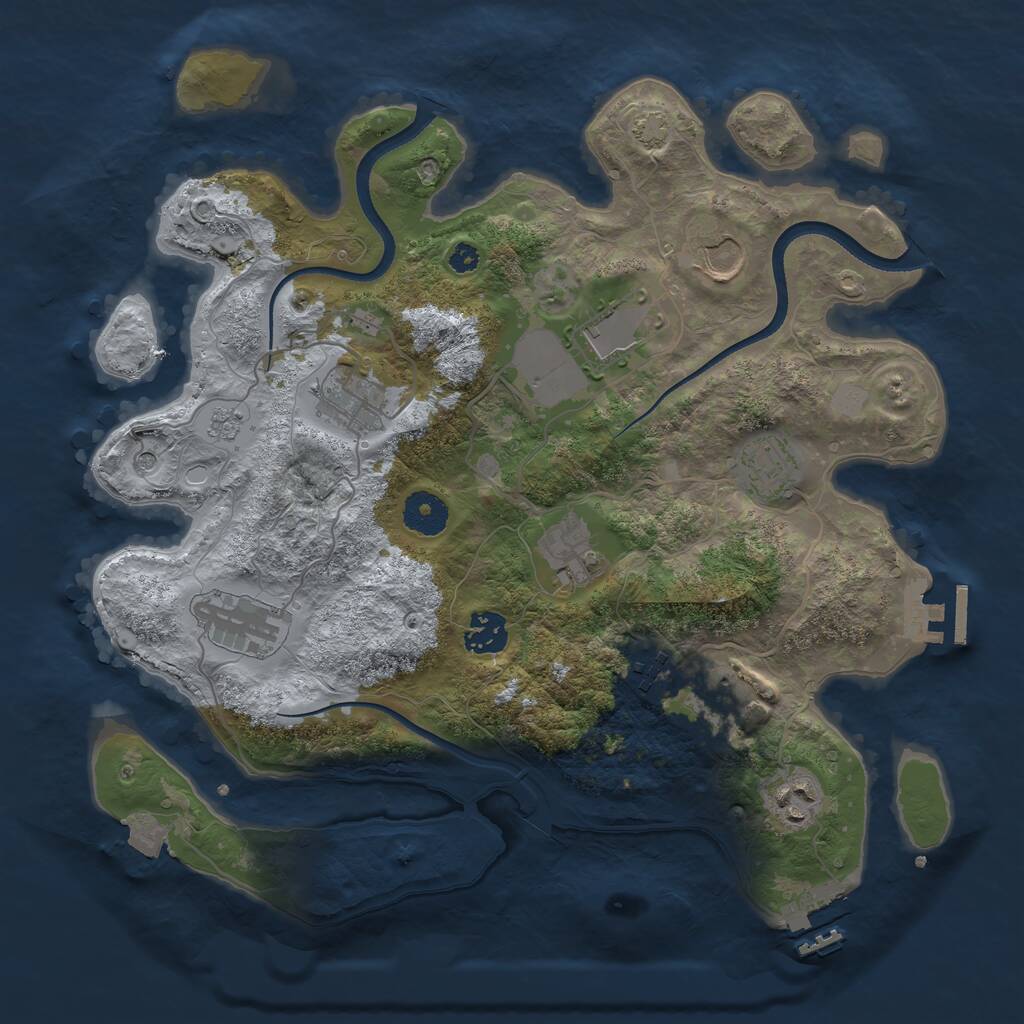 Rust Map: Procedural Map, Size: 3500, Seed: 5392122, 16 Monuments