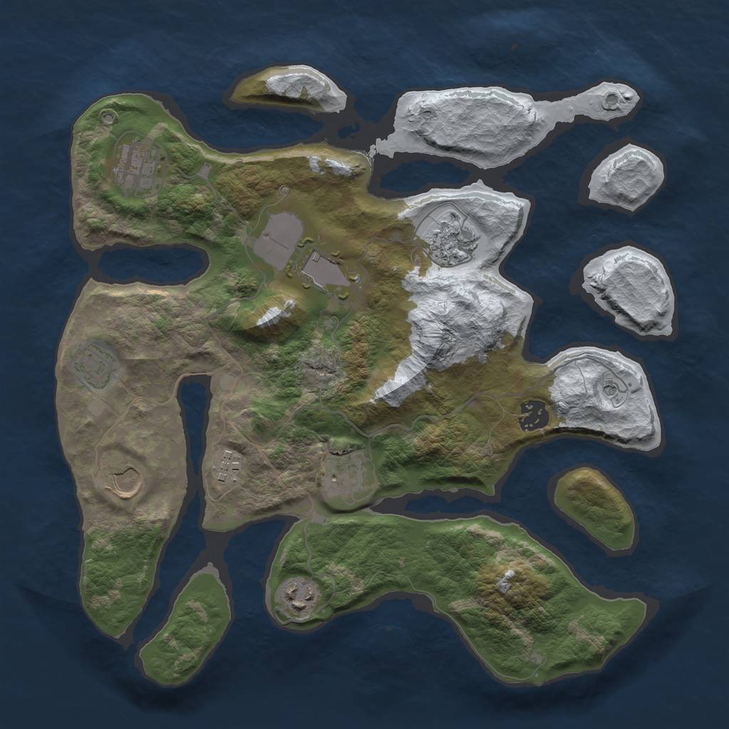 Rust Map: Barren, Size: 3500, Seed: 5098694, 12 Monuments
