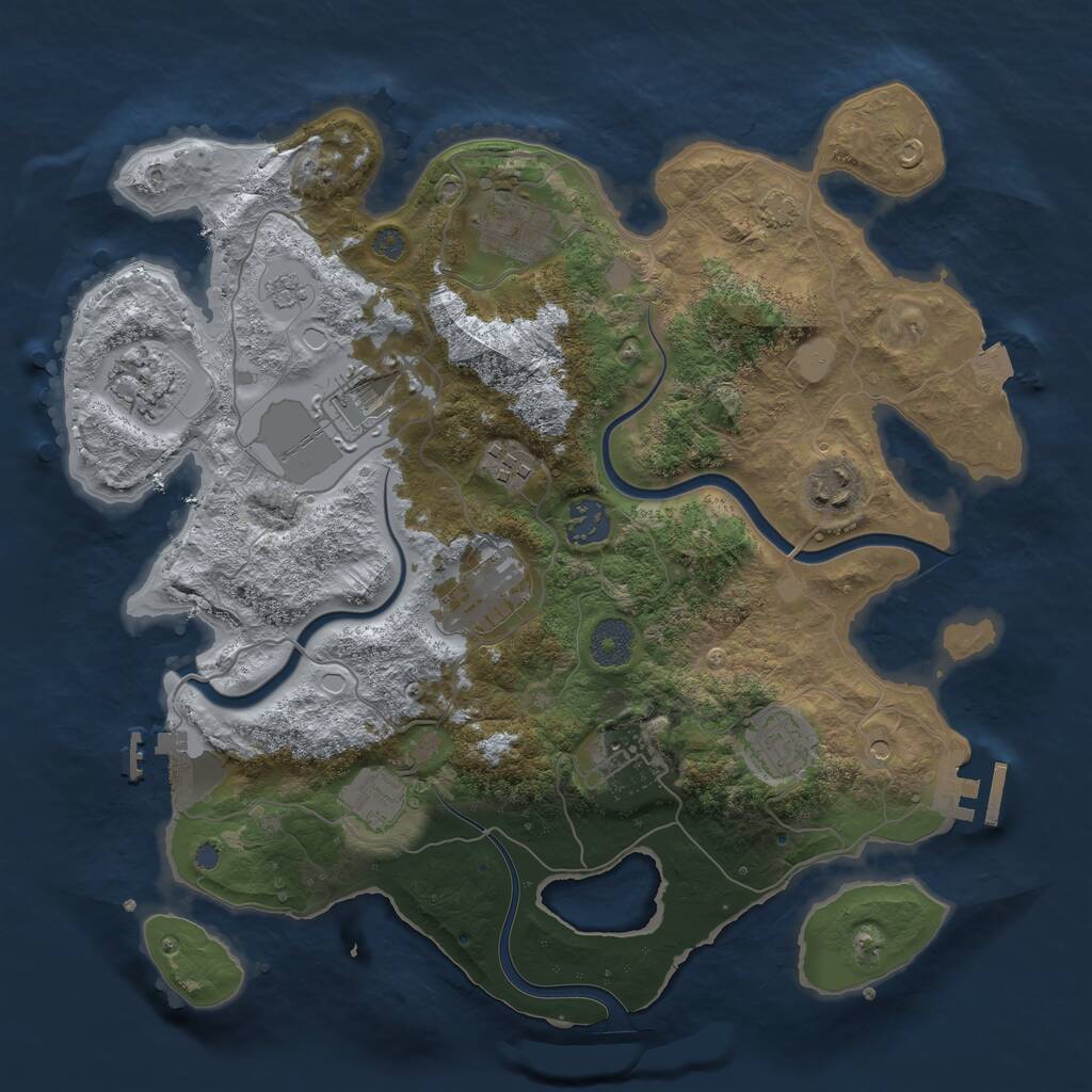 Rust Map: Procedural Map, Size: 3500, Seed: 6456246, 15 Monuments