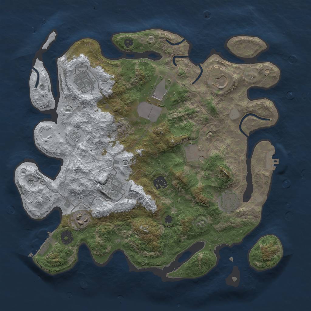 Rust Map: Procedural Map, Size: 3500, Seed: 1312936, 17 Monuments