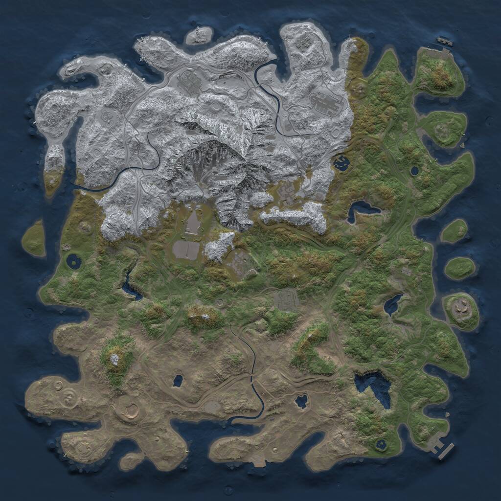 Rust Map: Procedural Map, Size: 5000, Seed: 207, 16 Monuments