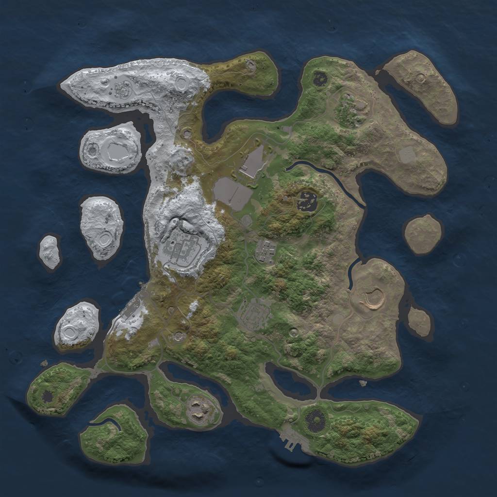 Rust Map: Procedural Map, Size: 3500, Seed: 4297344, 17 Monuments