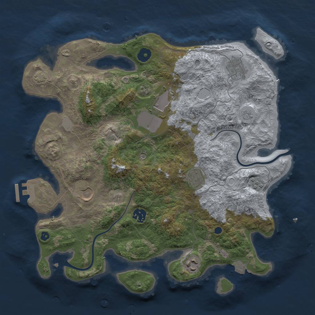 Rust Map: Procedural Map, Size: 3500, Seed: 504760, 12 Monuments