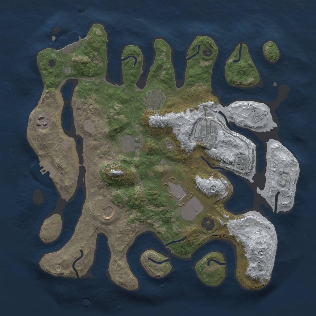 Rust Map: Procedural Map, Size: 3550, Seed: 935060, 16 Monuments