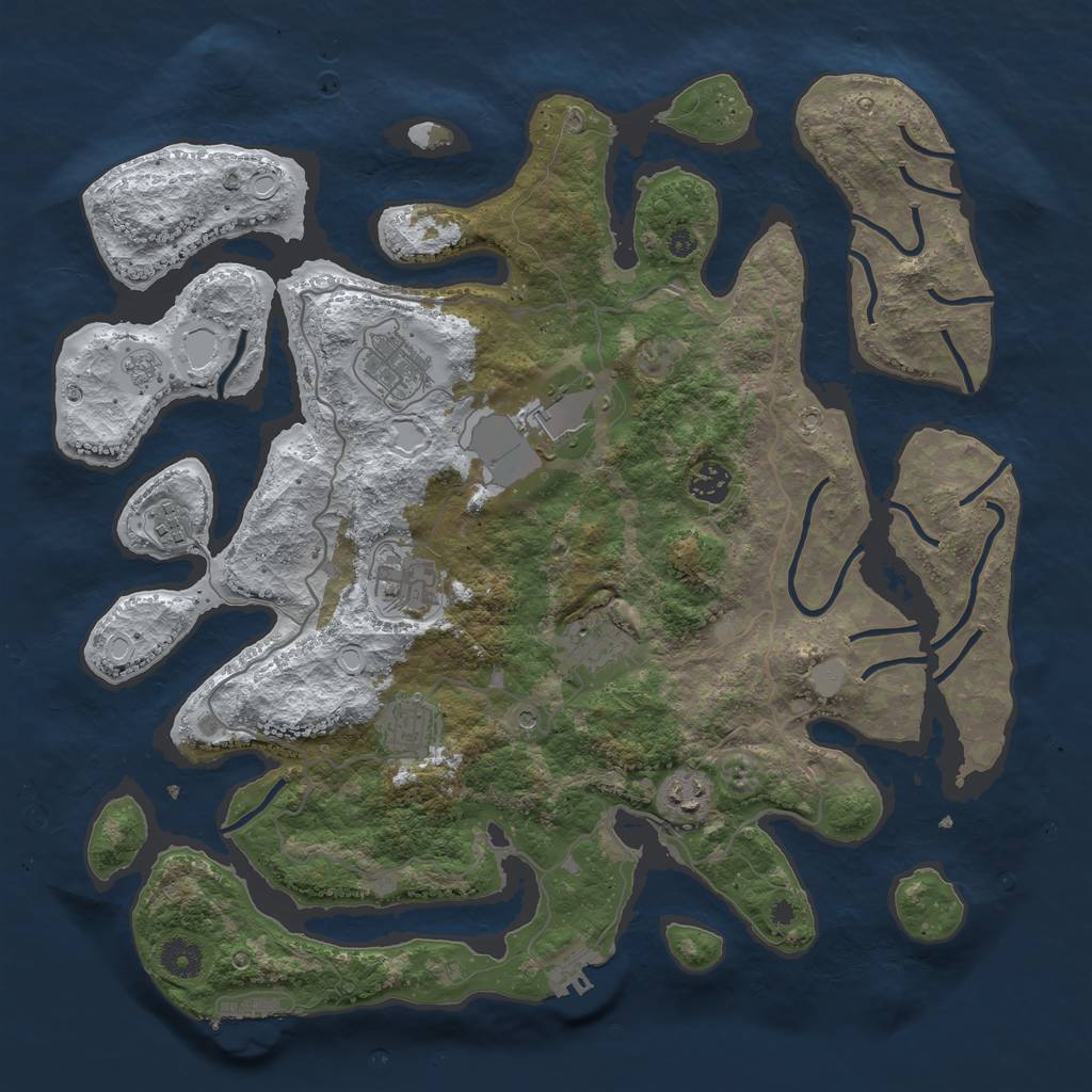 Rust Map: Procedural Map, Size: 4000, Seed: 4364466, 17 Monuments