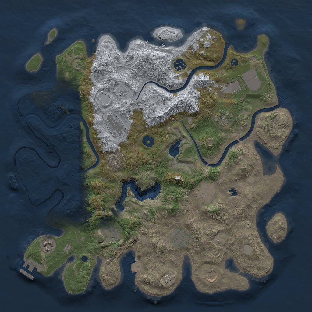 Rust Map: Procedural Map, Size: 4000, Seed: 1279884, 16 Monuments