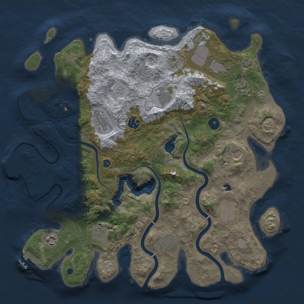 Rust Map: Procedural Map, Size: 4000, Seed: 1279884, 17 Monuments