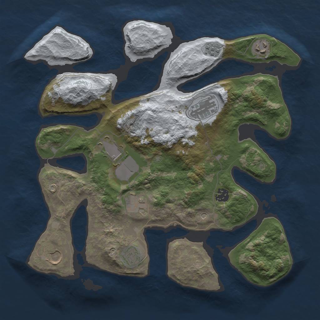 Rust Map: Barren, Size: 3500, Seed: 2549286, 11 Monuments