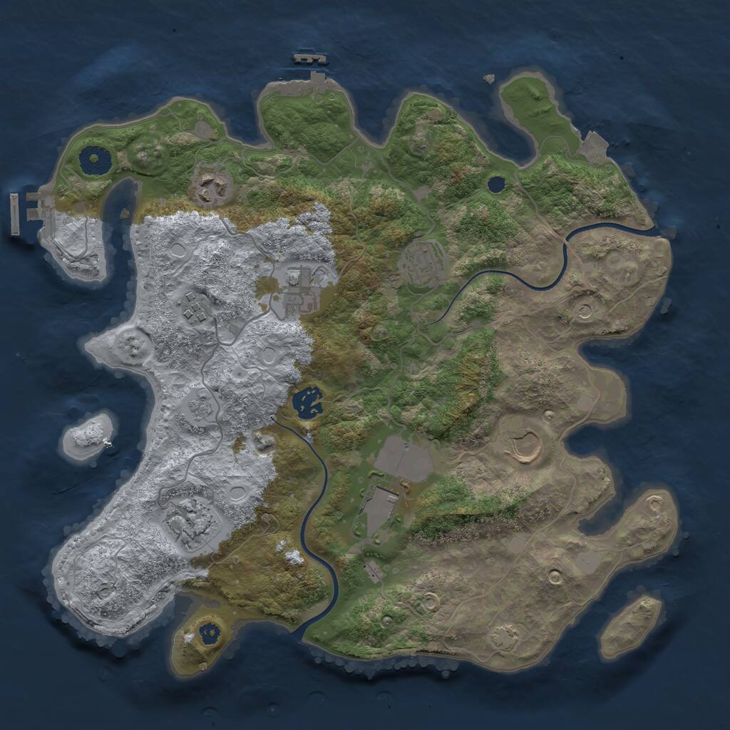 Rust Map: Procedural Map, Size: 3500, Seed: 523898, 14 Monuments