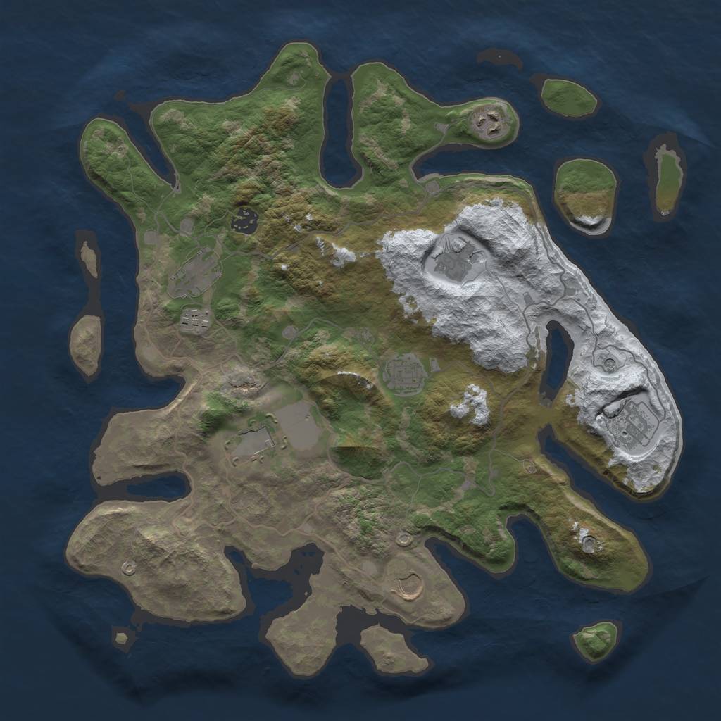 Rust Map: Barren, Size: 4000, Seed: 315425663, 12 Monuments