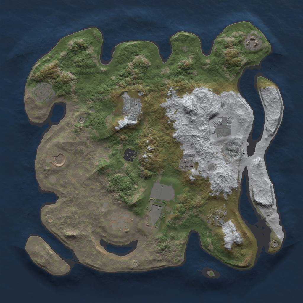 Rust Map: Barren, Size: 3500, Seed: 3836811, 13 Monuments