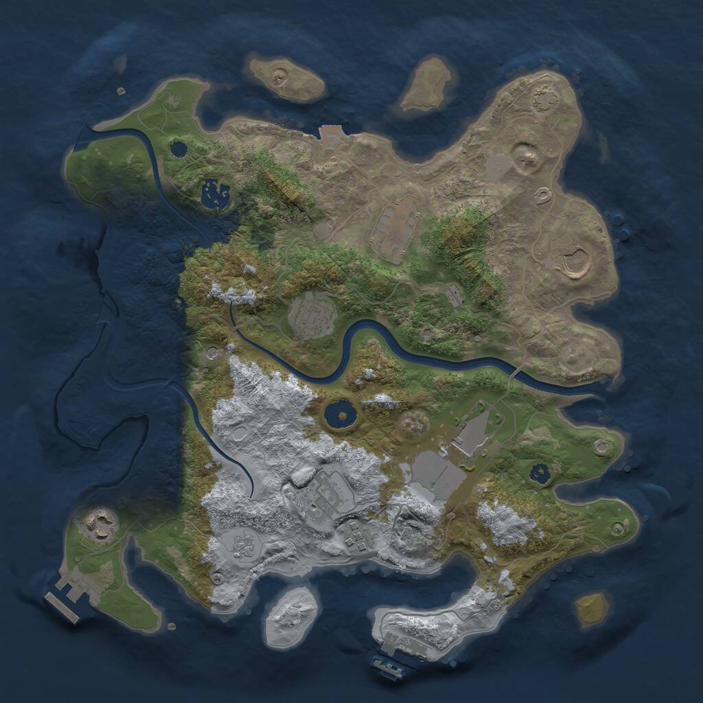 Rust Map: Procedural Map, Size: 3500, Seed: 263642, 14 Monuments