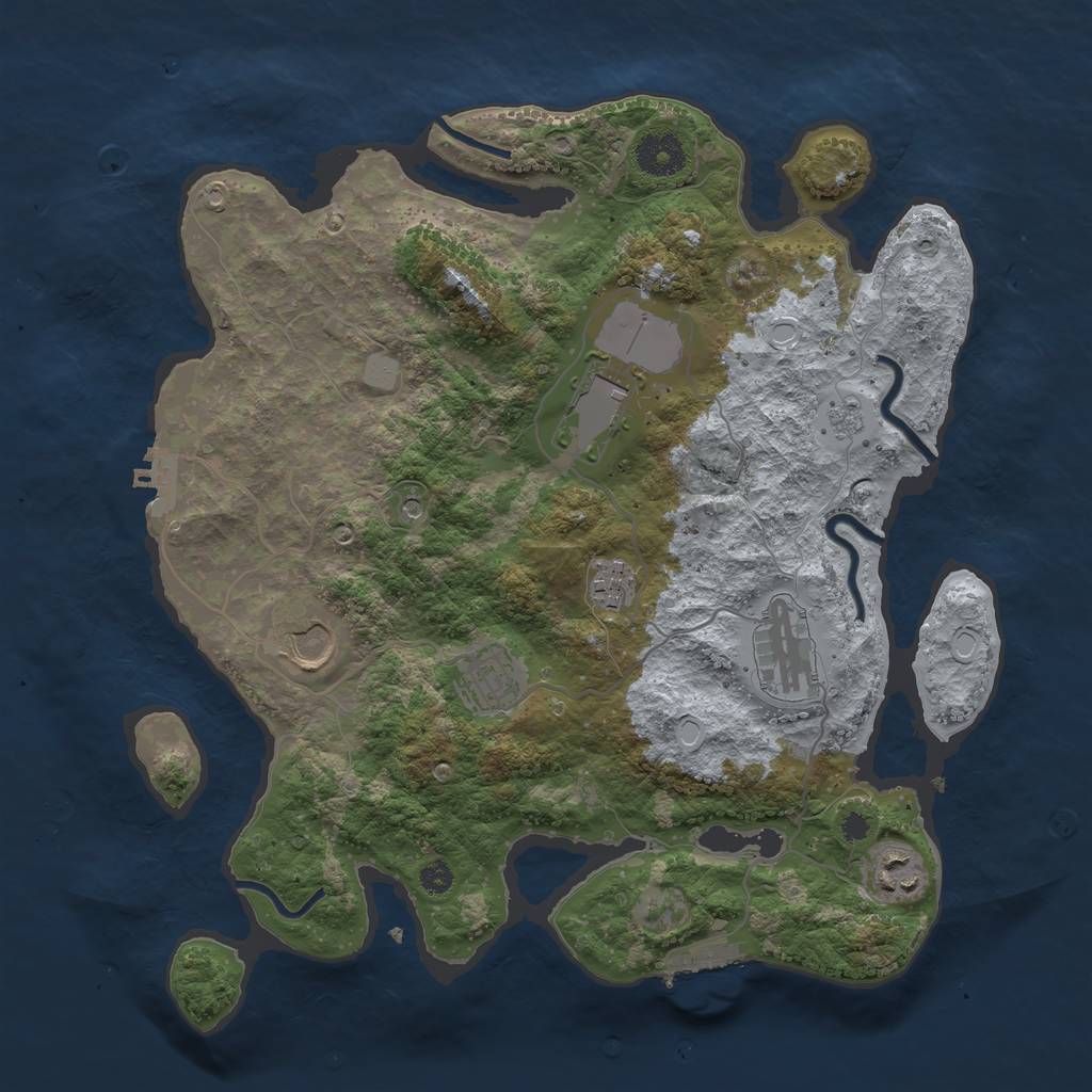 Rust Map: Procedural Map, Size: 3500, Seed: 2231915, 13 Monuments