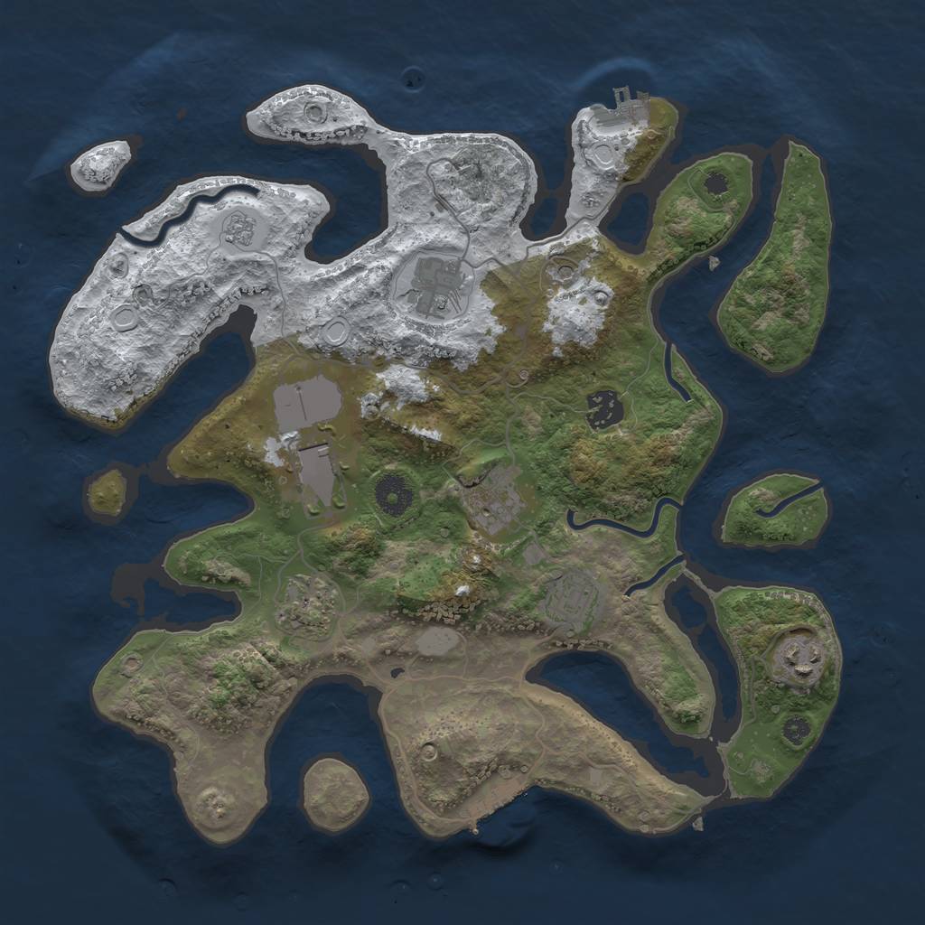Rust Map: Procedural Map, Size: 3550, Seed: 254286, 16 Monuments