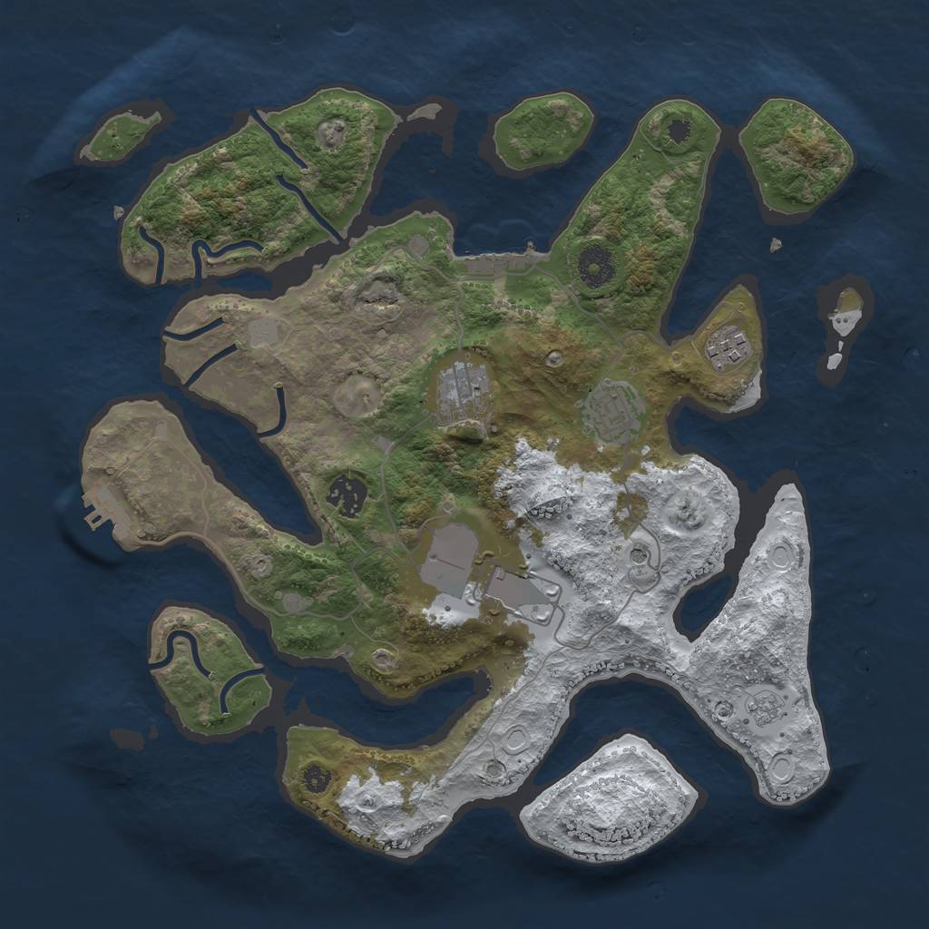 Rust Map: Procedural Map, Size: 3500, Seed: 586971, 14 Monuments