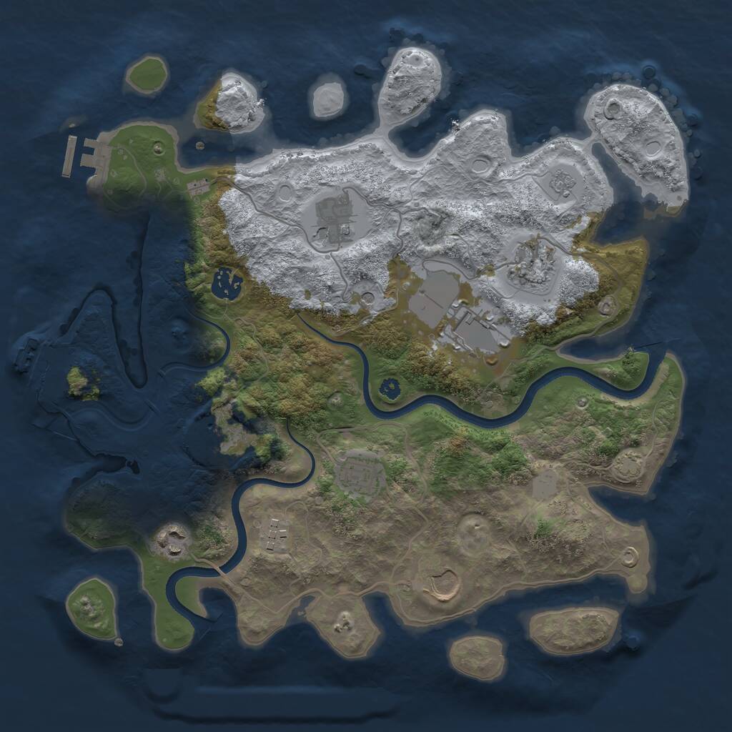 Rust Map: Procedural Map, Size: 3500, Seed: 2297689, 15 Monuments