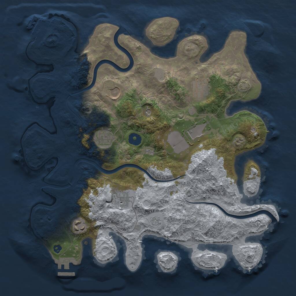 Rust Map: Procedural Map, Size: 3500, Seed: 3822847, 12 Monuments