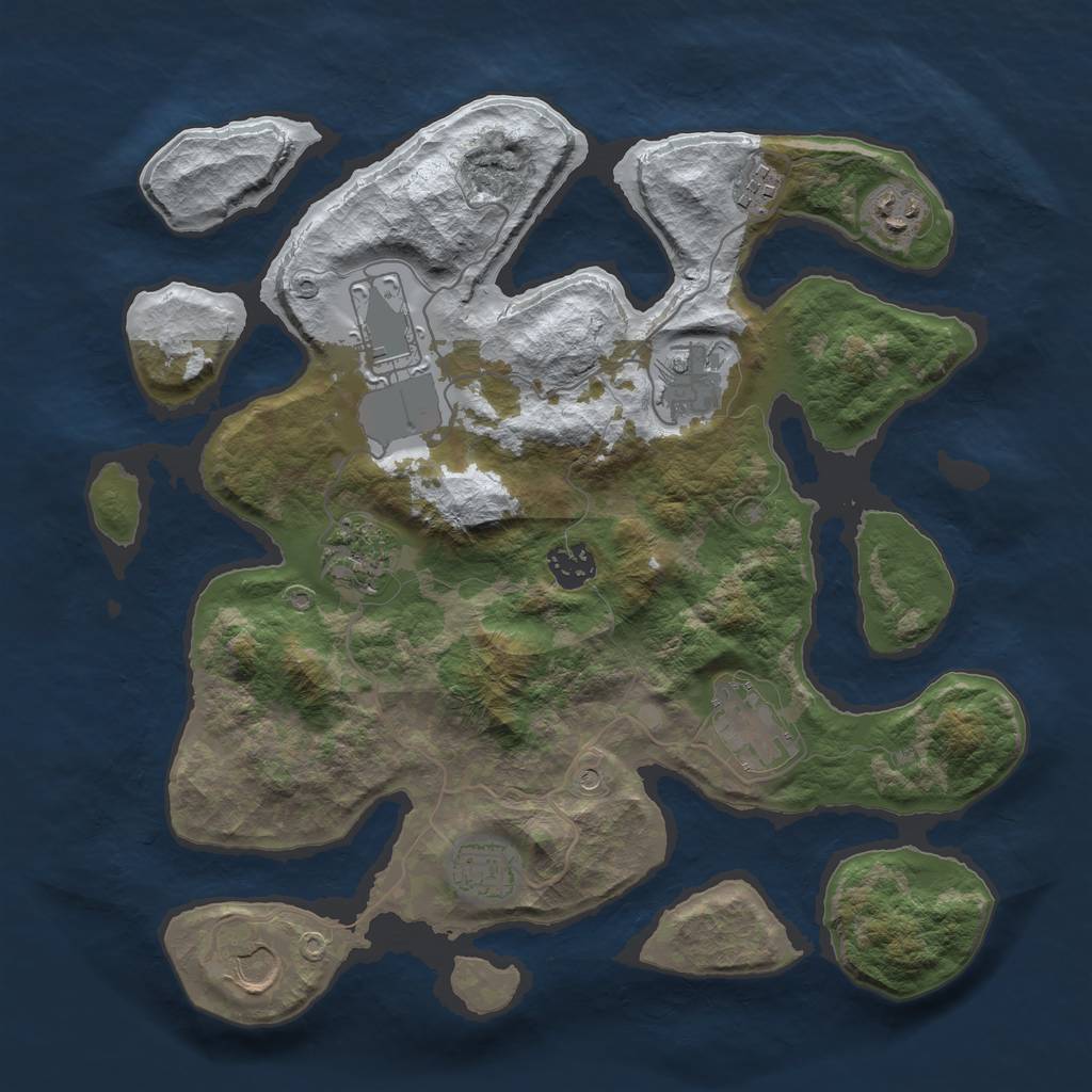 Rust Map: Barren, Size: 3500, Seed: 1145867, 12 Monuments