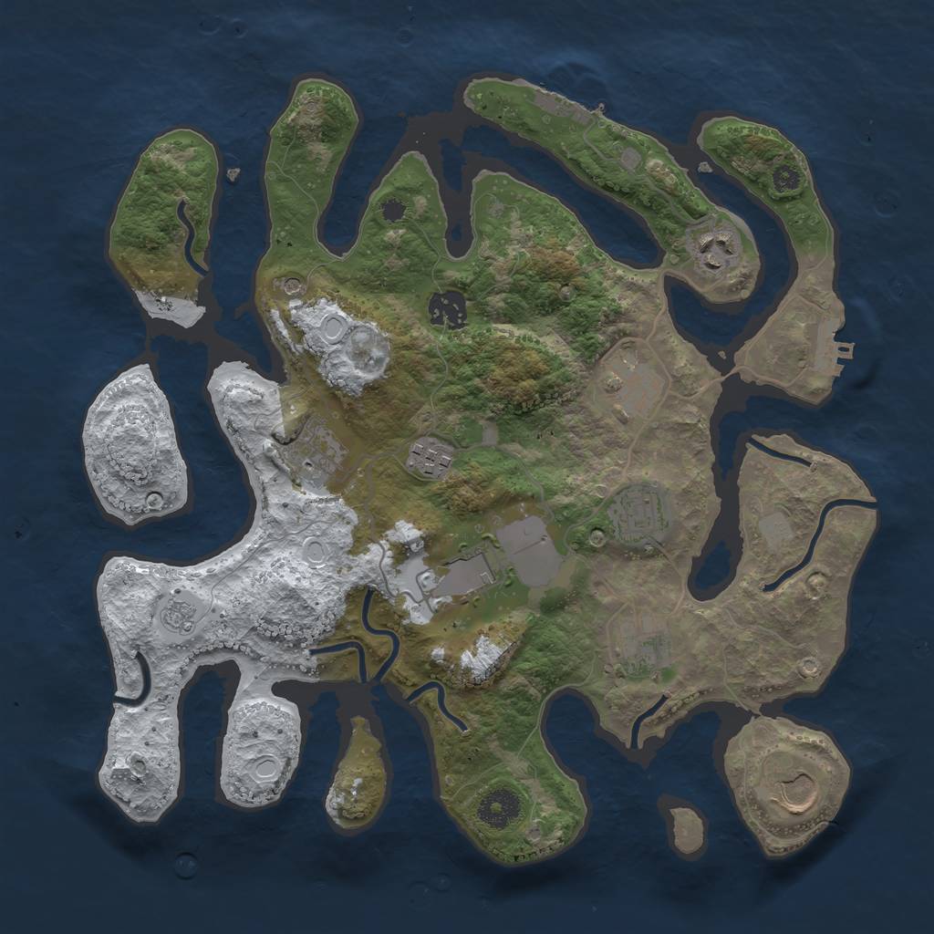 Rust Map: Procedural Map, Size: 3500, Seed: 3065146, 18 Monuments