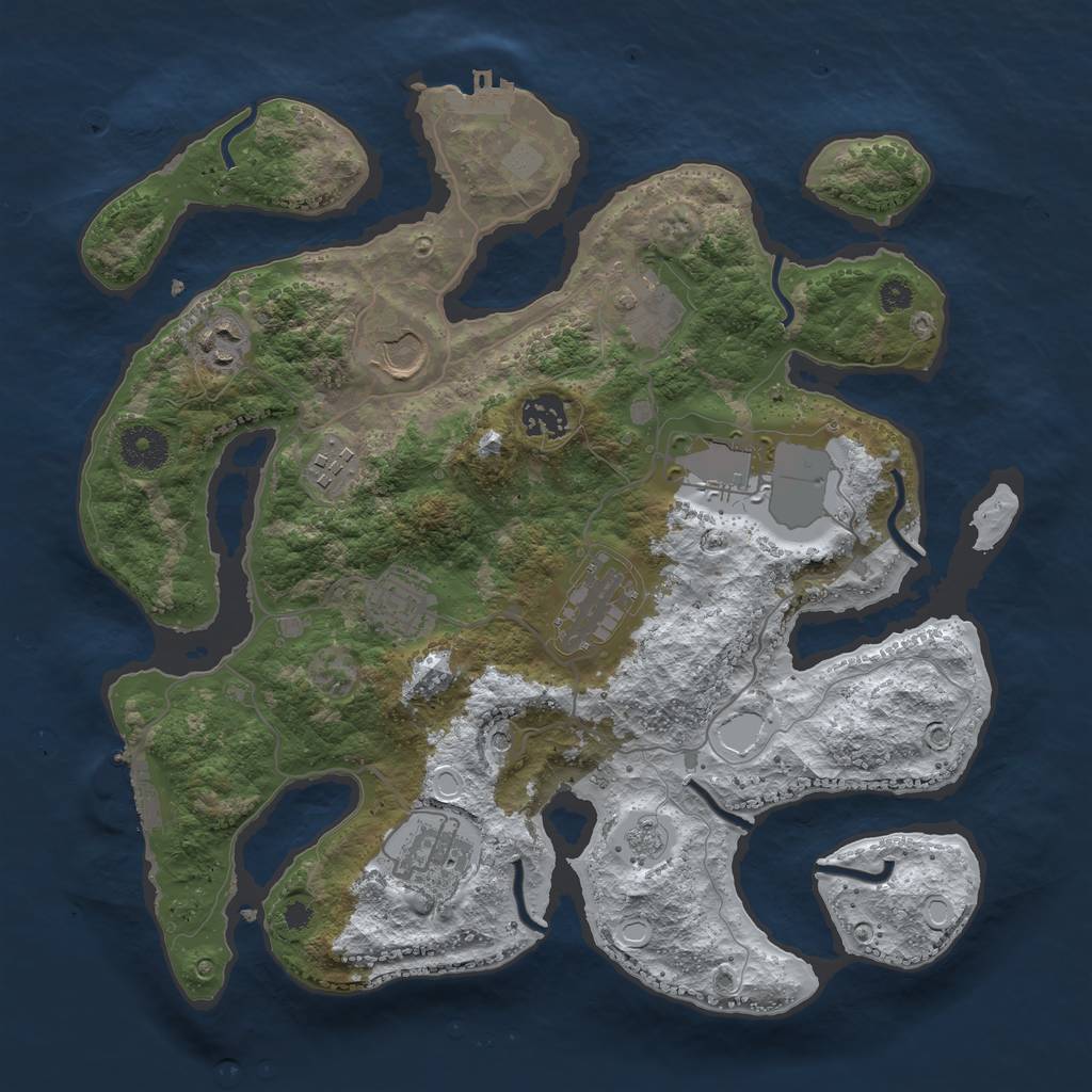 Rust Map: Procedural Map, Size: 3500, Seed: 5456819, 18 Monuments