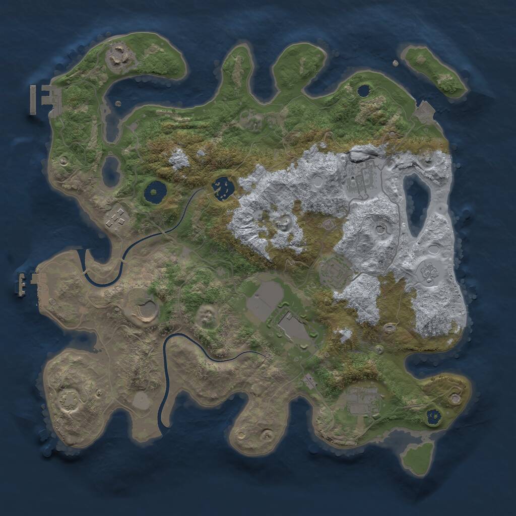 Rust Map: Procedural Map, Size: 3500, Seed: 2564869, 14 Monuments