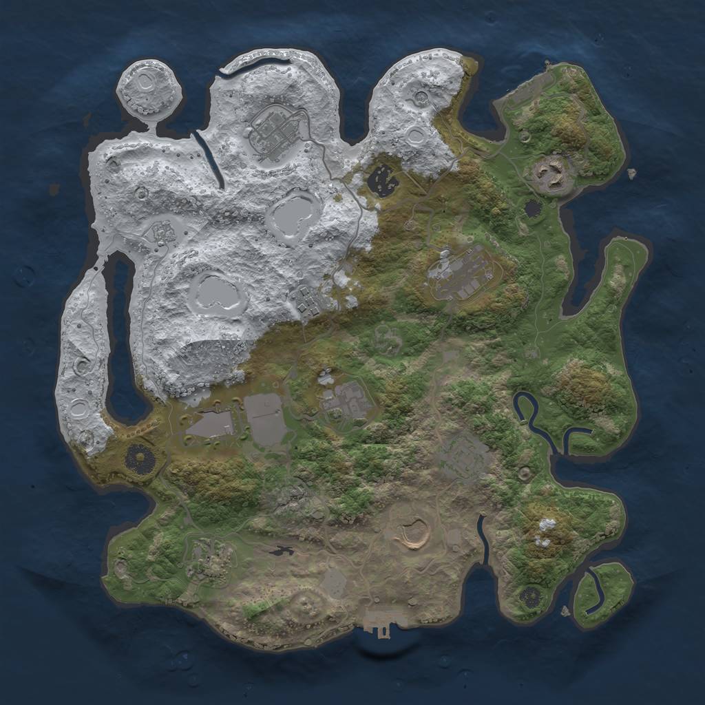 Rust Map: Procedural Map, Size: 3500, Seed: 1338140, 19 Monuments
