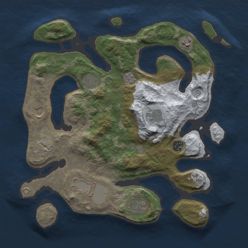 Rust Map: Barren, Size: 3500, Seed: 1259203, 11 Monuments