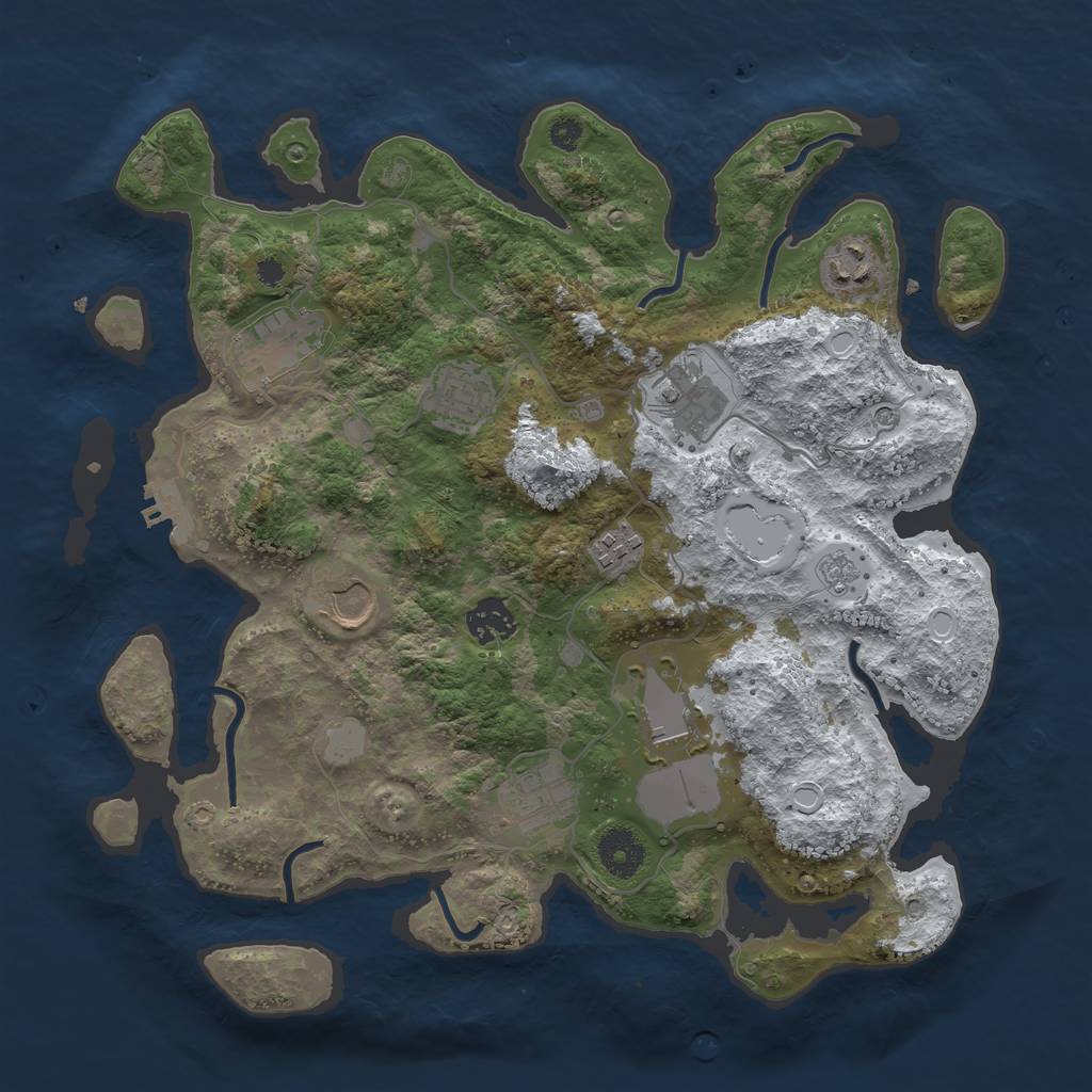 Rust Map: Procedural Map, Size: 3500, Seed: 1429986, 17 Monuments