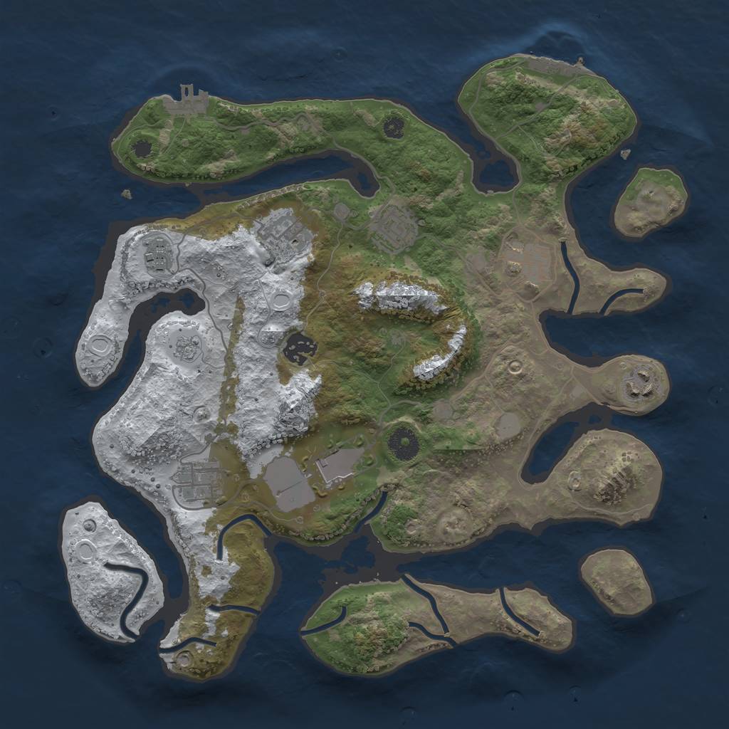 Rust Map: Procedural Map, Size: 3500, Seed: 4134236, 16 Monuments