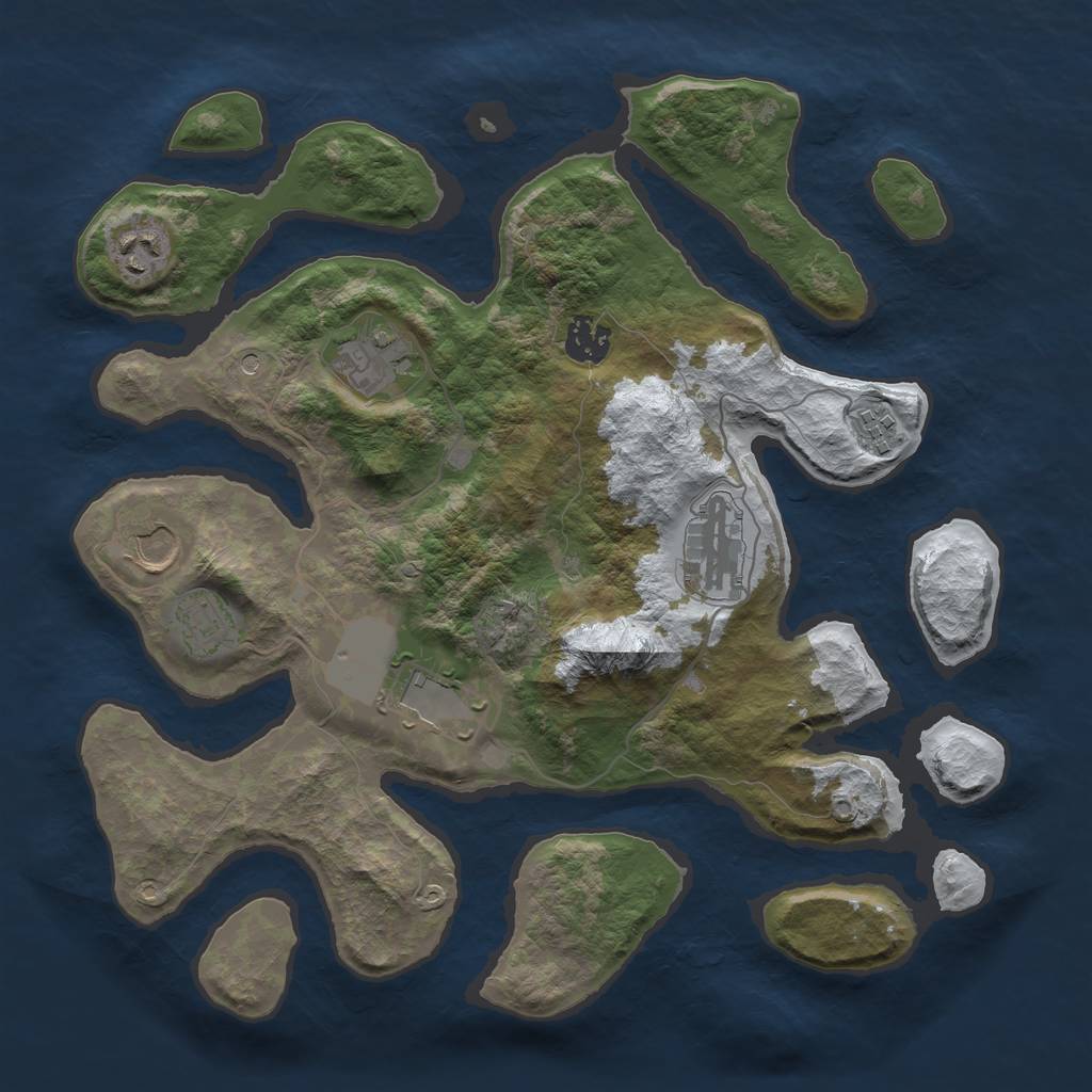 Rust Map: Barren, Size: 3500, Seed: 4656867, 11 Monuments