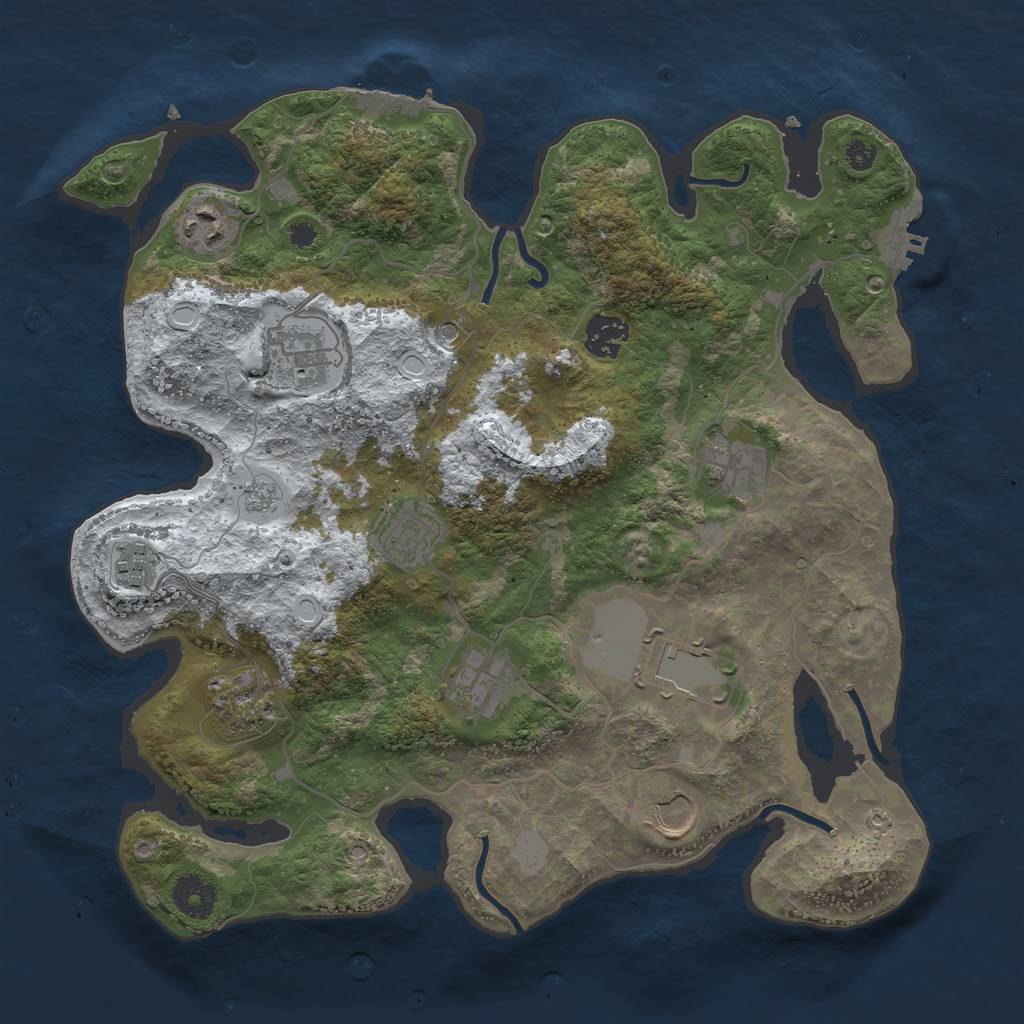 Rust Map: Procedural Map, Size: 3500, Seed: 2388279, 19 Monuments