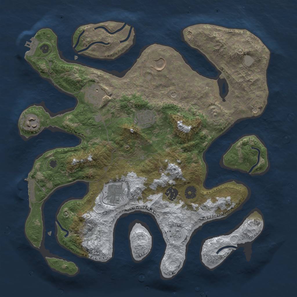 Rust Map: Procedural Map, Size: 3500, Seed: 2952734, 15 Monuments