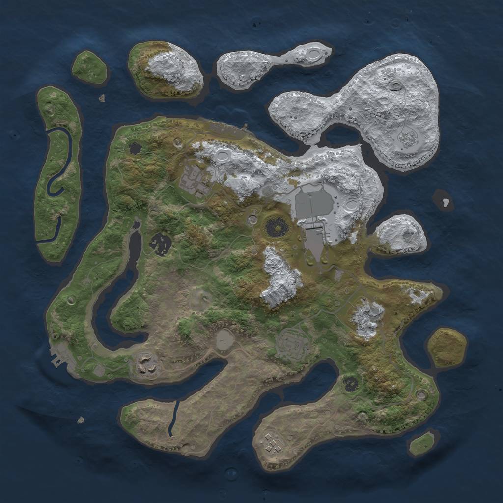Rust Map: Procedural Map, Size: 3500, Seed: 6273162, 16 Monuments