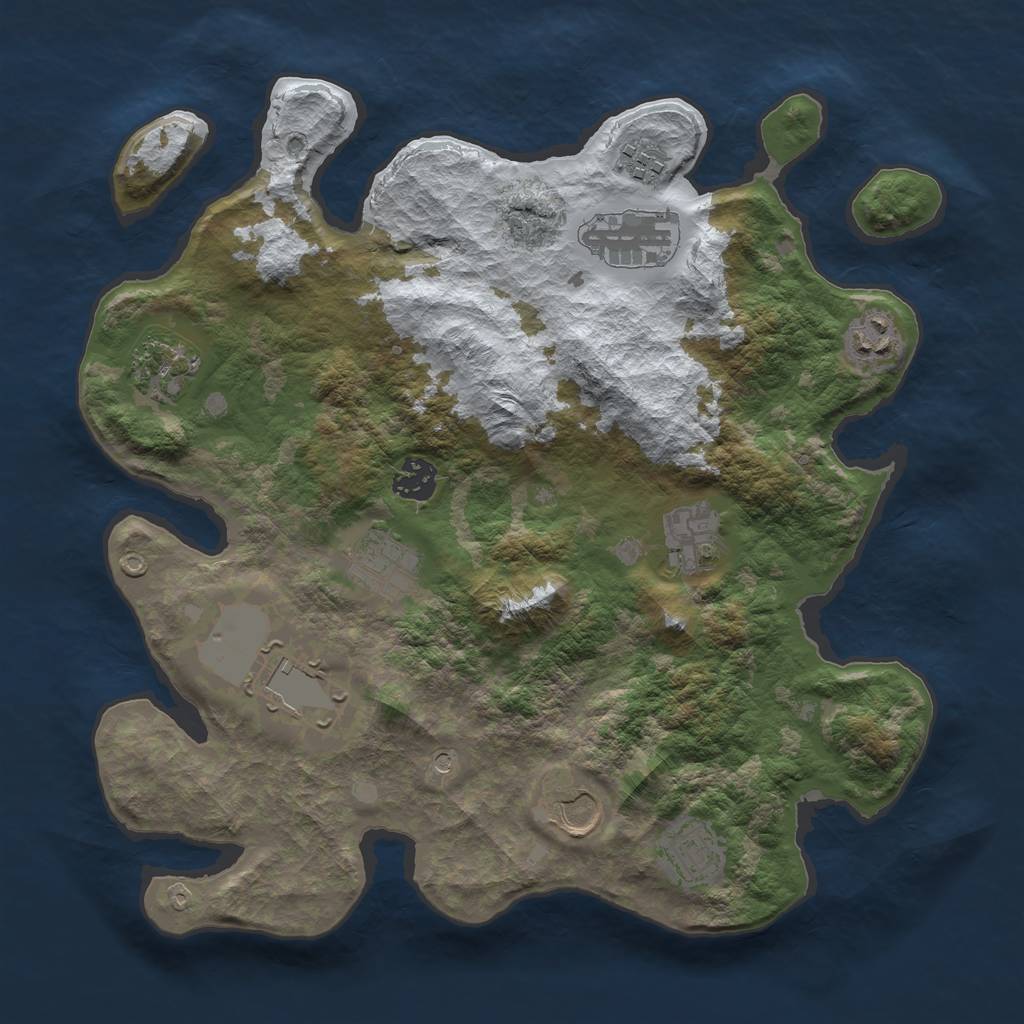 Rust Map: Barren, Size: 3500, Seed: 179585616, 13 Monuments