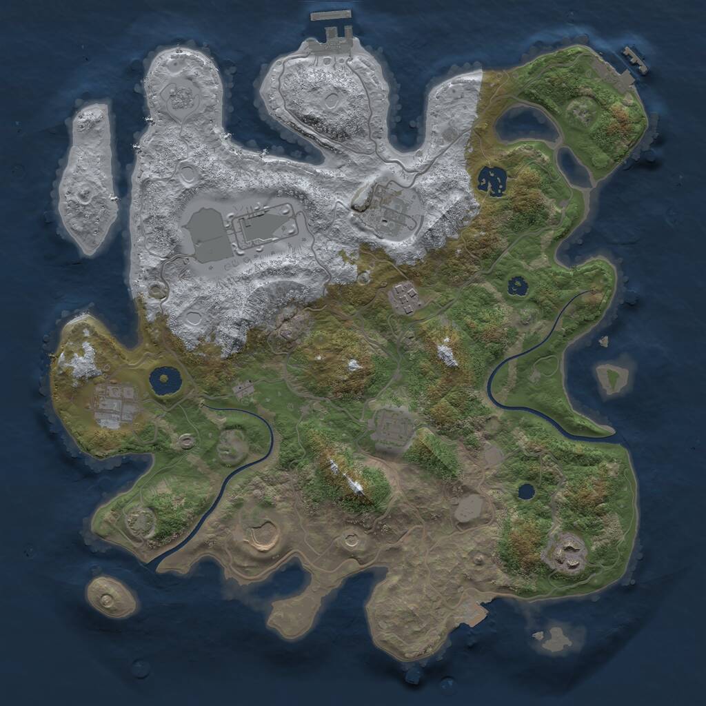 Rust Map: Procedural Map, Size: 3500, Seed: 6257501, 14 Monuments