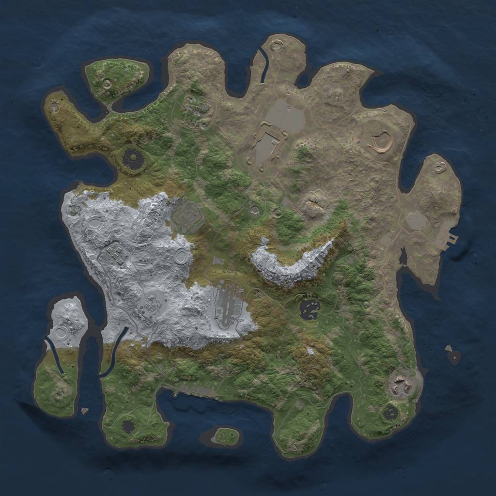 Rust Map: Procedural Map, Size: 3500, Seed: 4822391, 15 Monuments