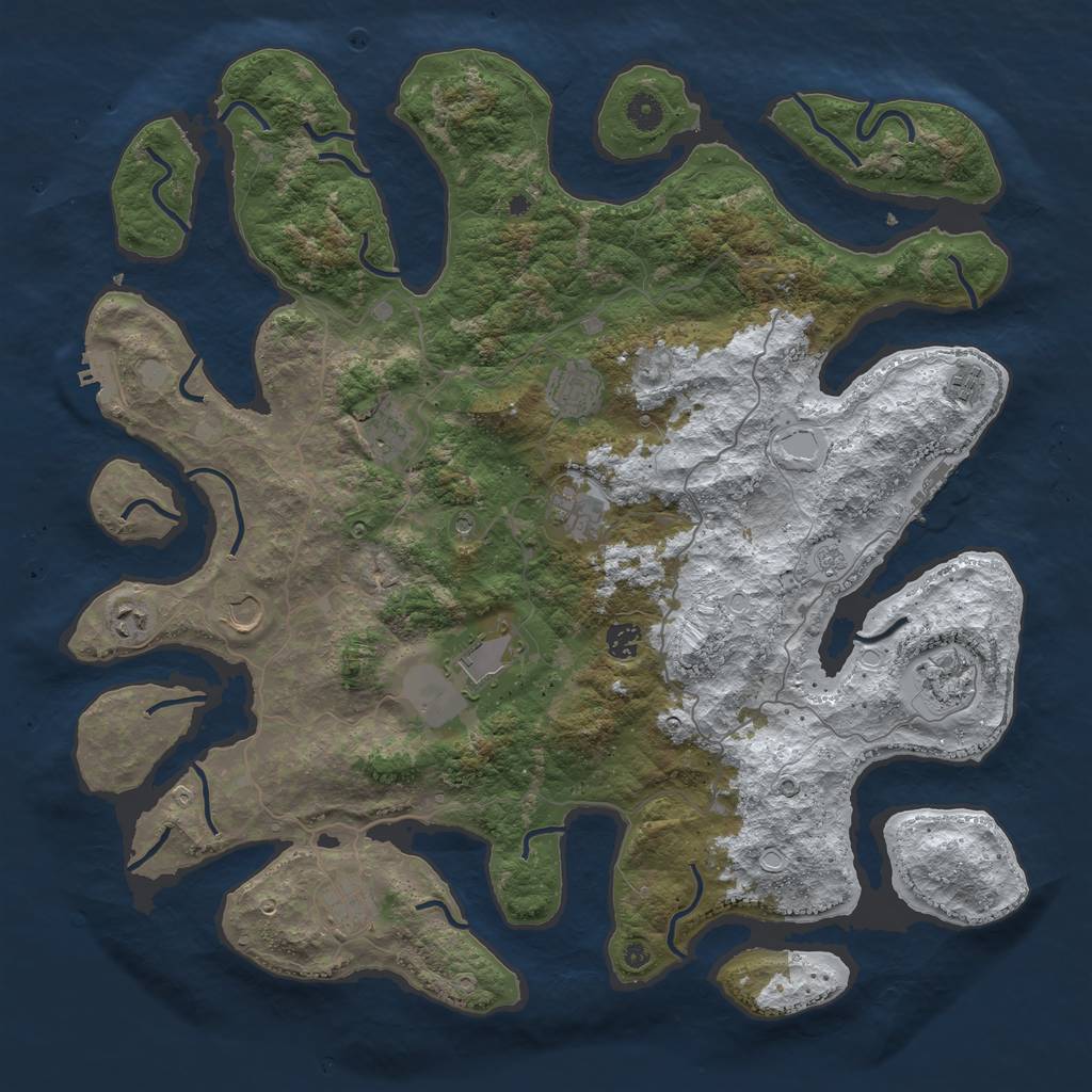 Rust Map: Procedural Map, Size: 4500, Seed: 570840946, 19 Monuments