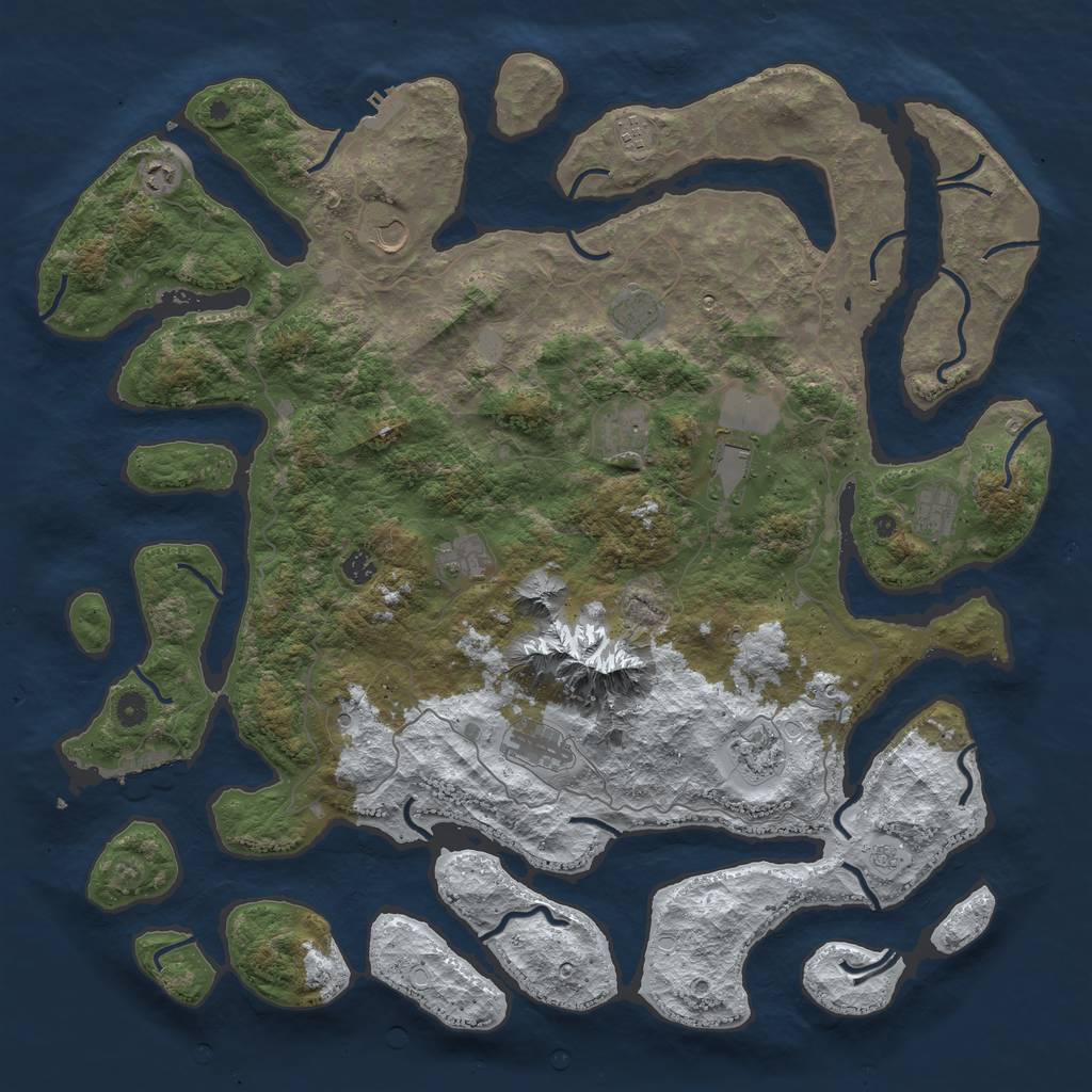 Rust Map: Procedural Map, Size: 5000, Seed: 7777777, 20 Monuments