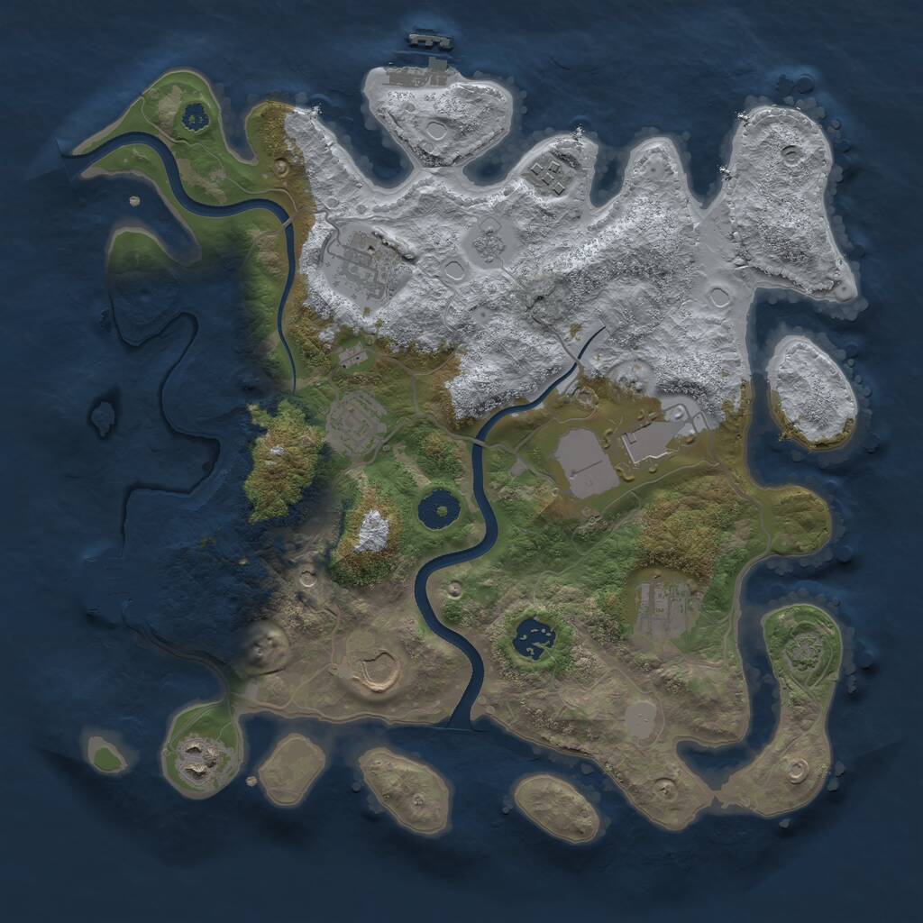 Rust Map: Procedural Map, Size: 3500, Seed: 4469854, 14 Monuments