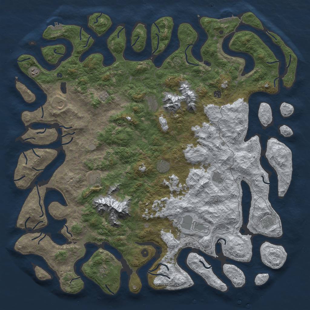Rust Map: Procedural Map, Size: 6000, Seed: 1417561884, 20 Monuments