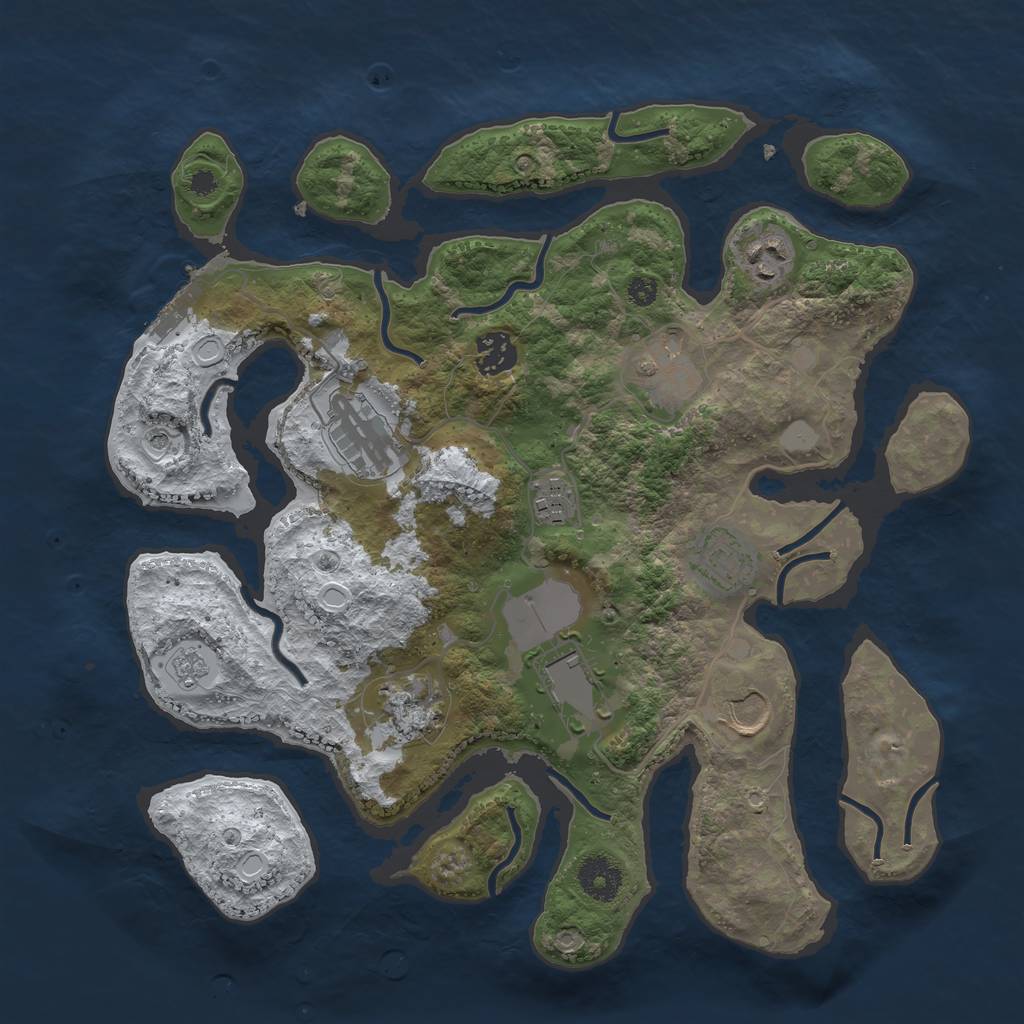 Rust Map: Procedural Map, Size: 3500, Seed: 6079927, 17 Monuments