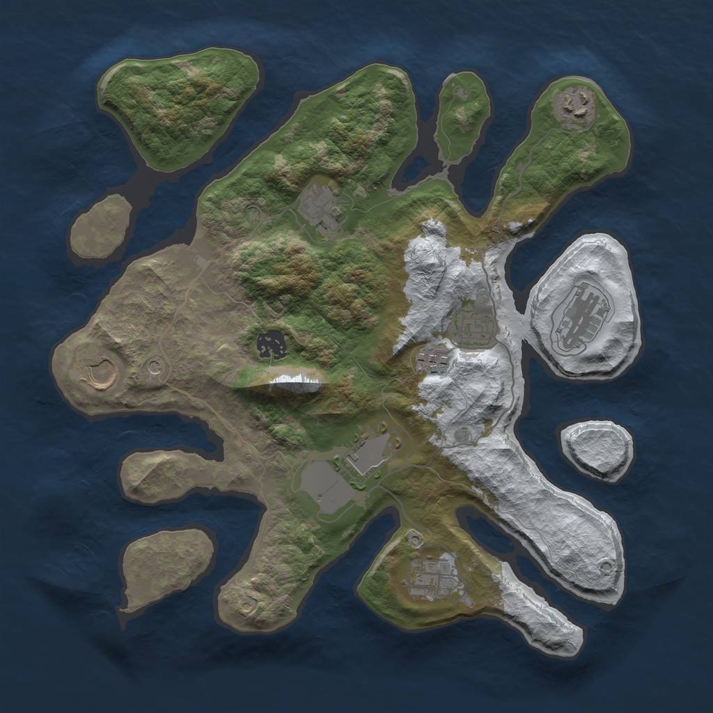 Rust Map: Barren, Size: 3500, Seed: 5768804, 12 Monuments