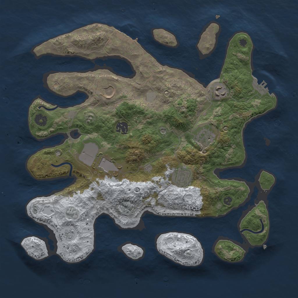Rust Map: Procedural Map, Size: 3550, Seed: 8821981, 15 Monuments